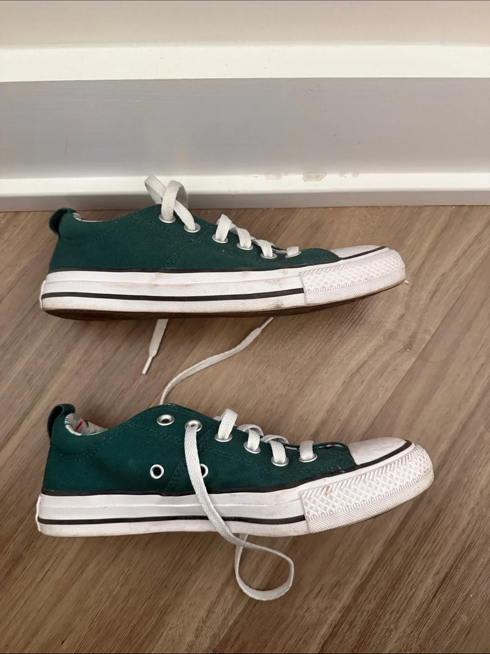 Converse Green Canvas Low-Top Sneakers with White Accents